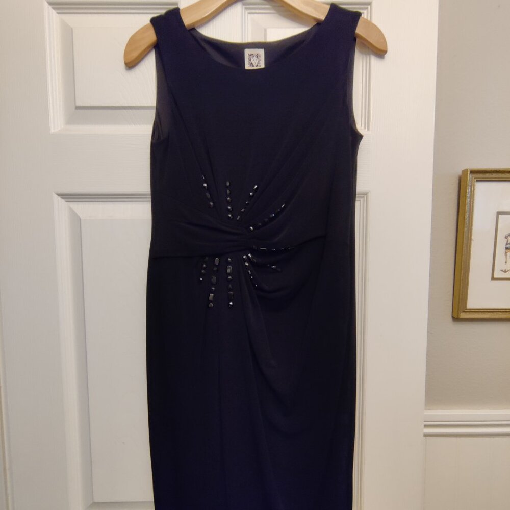 Anne Klein S-4 LBD Black Sheath Dress Embellished